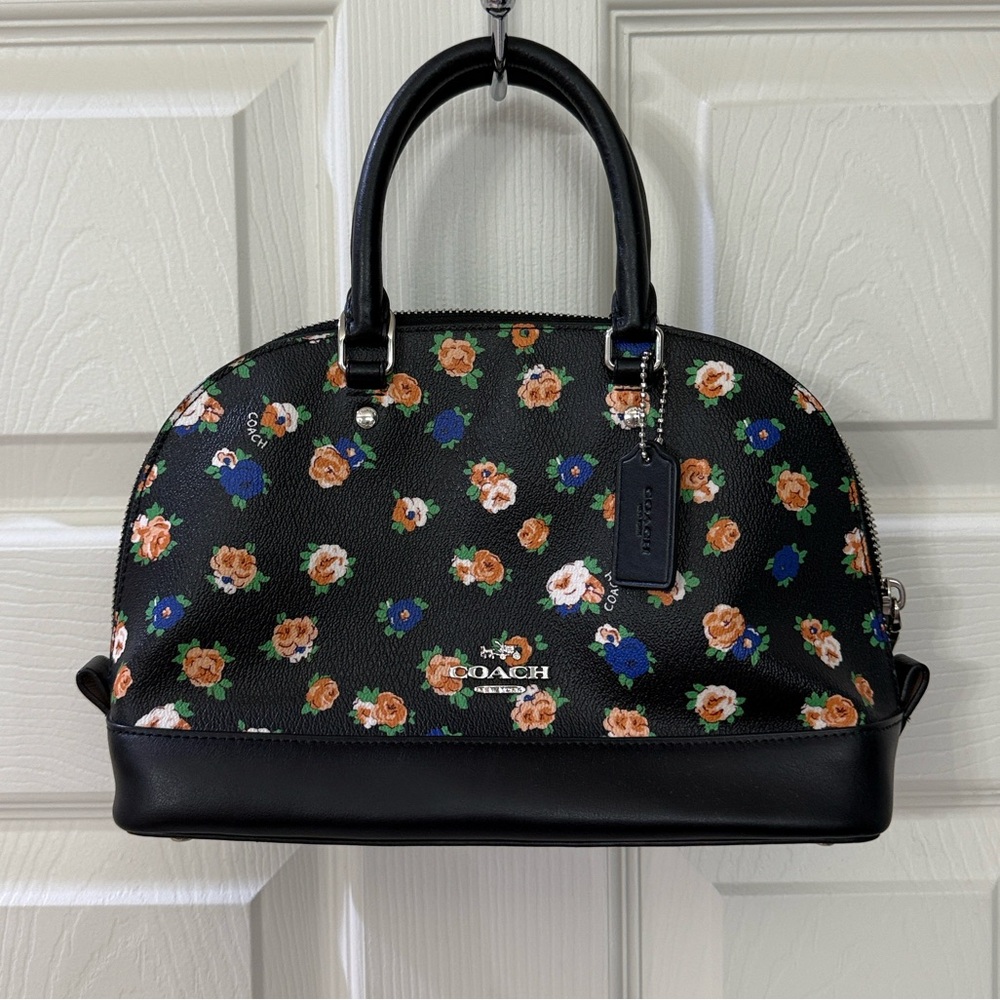 Coach Black and Floral Dome Satchel